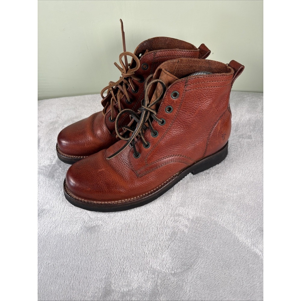 Frye Roland Boots Mens Size 8 Redwood Leather Combat Workwear Lace Up